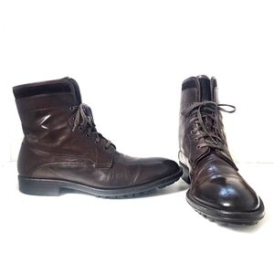 Too Boot New York Adam Derrick Broen Leather Lace Up Boots with Suede Acent, 12